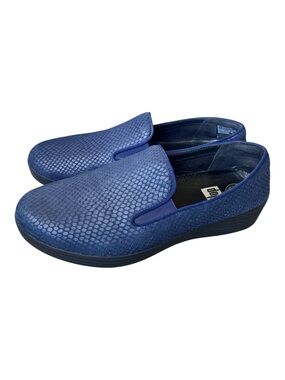 FitFlop Women’s Navy Blue Snakeskin Texture Slip-On Loafers - US 9 / EU 41